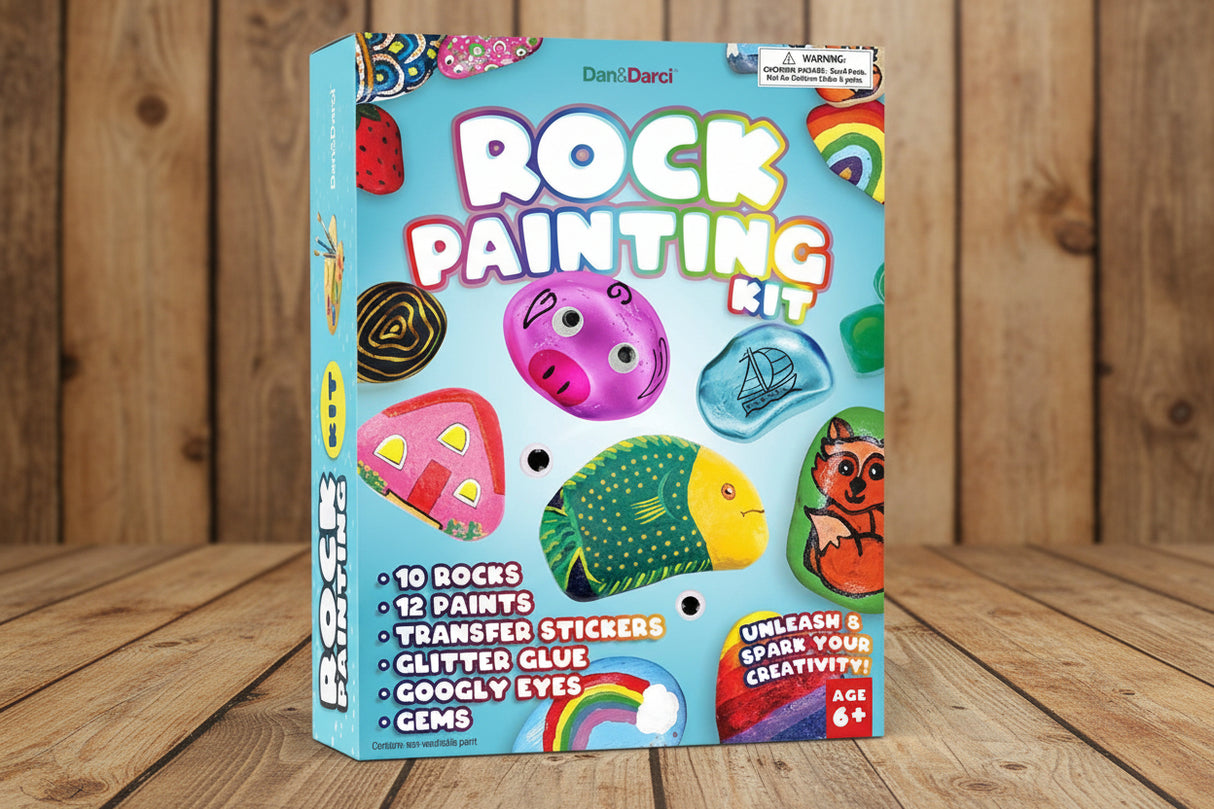 Rock Painting Kit for Kids – DIY Craft Set with Rock Paint Supplies, Great Gift for Ages 6–12 WoodArtSupply