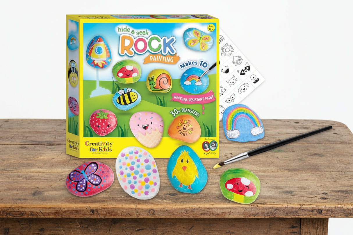 Rock Painting Kit for Kids – Hide and Seek Rock Art Craft Set, Fun Gifts for Ages 6+ WoodArtSupply