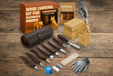 Wood Carving Kit for Beginners – 8 Knives, Spoon Tools, Wood Blocks, Gloves, Roll Bag & Strop WoodArtSupply