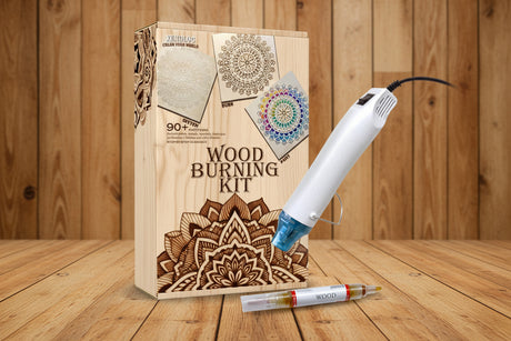 Beginner Wood Burning Kit with Markers, Heat Gun, Stencils and Wood Pieces WoodArtSupply