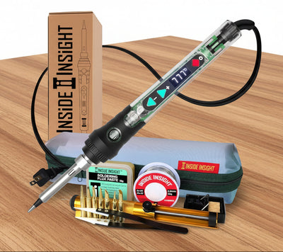 68W Adjustable Temperature Soldering Iron Kit Clear Shell See-Through Solder Gun Tool