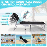#WEJOY 2 Pack Outdoor Chaise Lounge Chair - Portable Folding Patio Pool Lounge Chair, 5 Positions Adjustable Reclining Camping Chair with Side Table,Shoulder Strap, Pillow for Beach Sunbathing Lawn #WEJOY