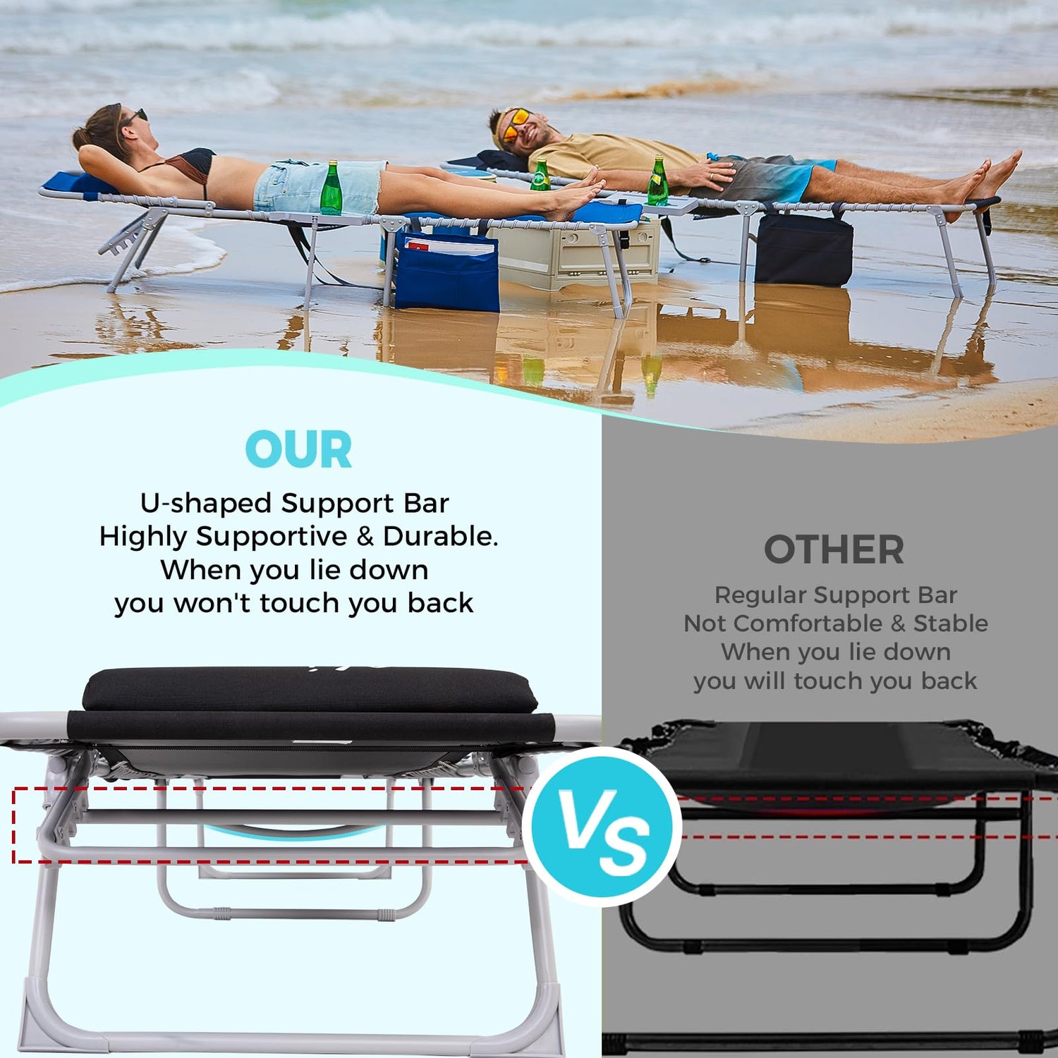 #WEJOY 2 Pack Outdoor Chaise Lounge Chair - Portable Folding Patio Pool Lounge Chair, 5 Positions Adjustable Reclining Camping Chair with Side Table,Shoulder Strap, Pillow for Beach Sunbathing Lawn #WEJOY