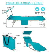 #WEJOY 3 in 1 Tanning Chair with Face Hole & Canopy, 300 lbs Heavy Duty 5 Positions Folding Face Down Lounge Chairs Outdoor with Pillow & Storage Bag Portable for Pool Beach Lawn Camping (Cyan) #WEJOY