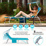 #WEJOY 3 in 1 Tanning Chair with Face Hole & Canopy, 300 lbs Heavy Duty 5 Positions Folding Face Down Lounge Chairs Outdoor with Pillow & Storage Bag Portable for Pool Beach Lawn Camping (Cyan) #WEJOY
