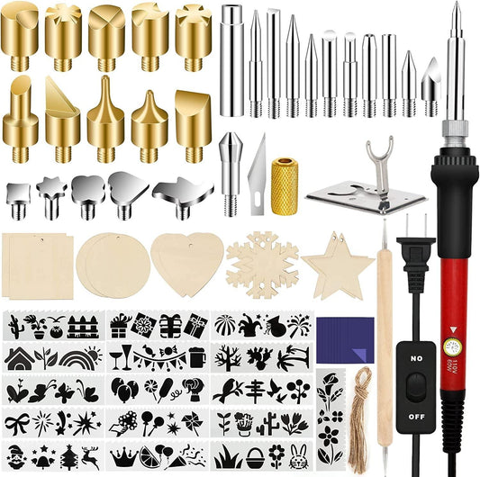 Wood Burning Kit 73PCS Professional Pen and Accessories Wooden Kits Embossing Carving and Wood Burning - WoodArtSupply