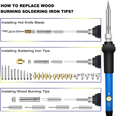 Wood Burning Kit 95Pcs Soldering Pyrography Pen with Adjustable On-Off Switch Control Temperature Tool WoodArtSupply