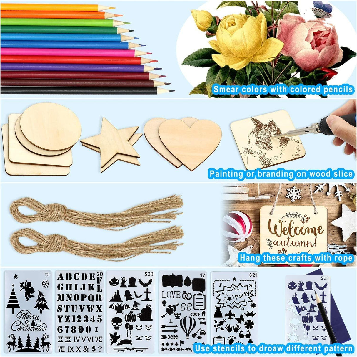 Wood Burning Kit 95Pcs Soldering Pyrography Pen with Adjustable On-Off Switch Control Temperature Tool WoodArtSupply