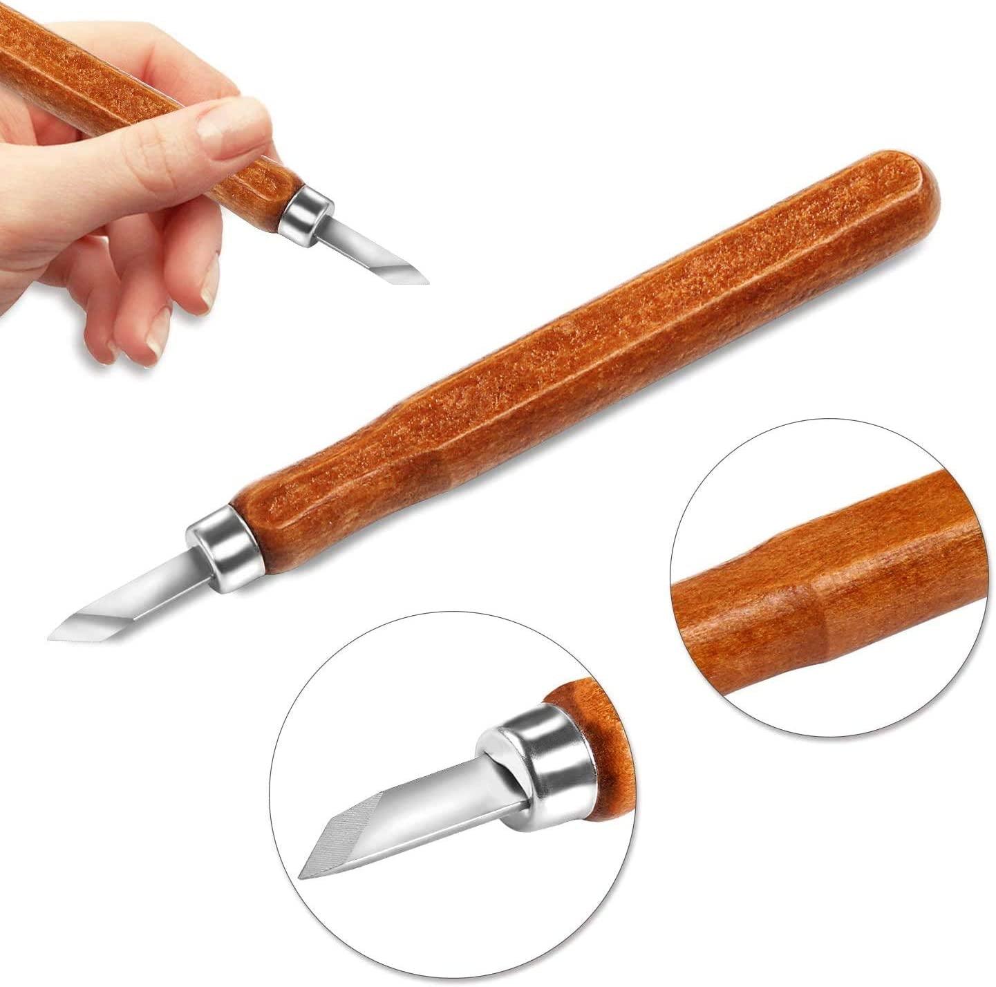 Wood Carving Tool, 4pcs Rubber Stamp Carving Knife Manual Sharpener for DIY  Art Craft Carpentry Beginners Amateur (Number Two)