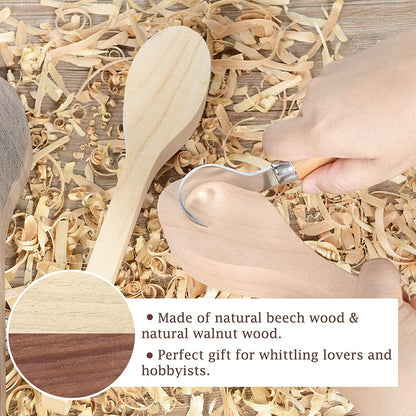 Wood Carving Spoon Blank Wood Unfinished Wooden Craft Whittling Kit Whittler (5 Pack) - WoodArtSupply