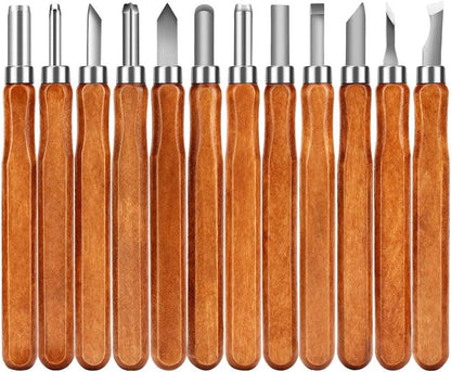 Wood Carving Tools, 12 Set SK2 Carbon Steel Sculpting Knife Kit for Beginners & Professions - WoodArtSupply