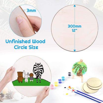 Wood Circles for Crafts, 12 Pack 12 Inch Unfinished Wood Rounds Wooden Cutouts Crafts - WoodArtSupply