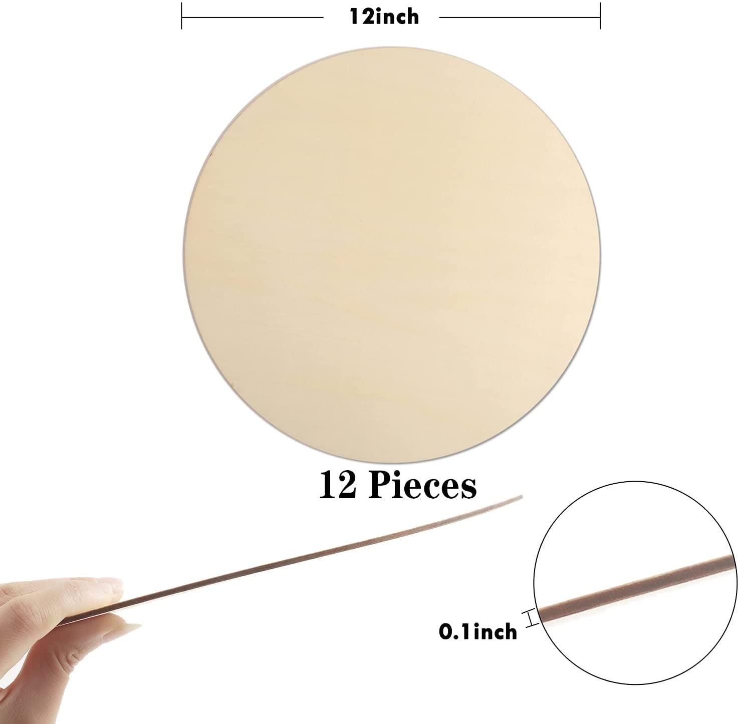 Wood Circles for Crafts,12 Pack 12 Inch Unfinished Wood Blank Rounds Wooden Cutouts - WoodArtSupply