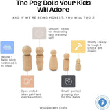 Wood Peg Dolls Unfinished 2 Inch, Mom/Angel Shape, Pack of 25 Birch Wooden Peg People for Crafting, Miniature Figures WoodArtSupply