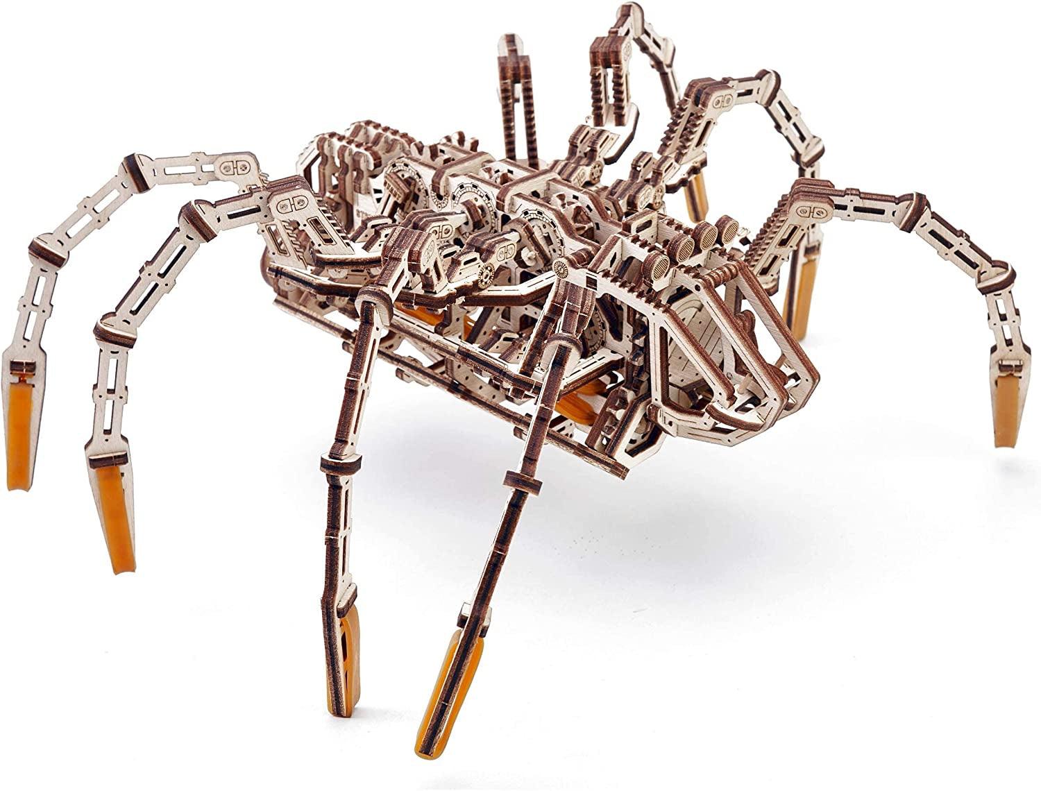 Wood Trick Mechanical Spider 3D Wooden Puzzle - Runs up to 7 Feet - Wooden Model Kit - WoodArtSupply