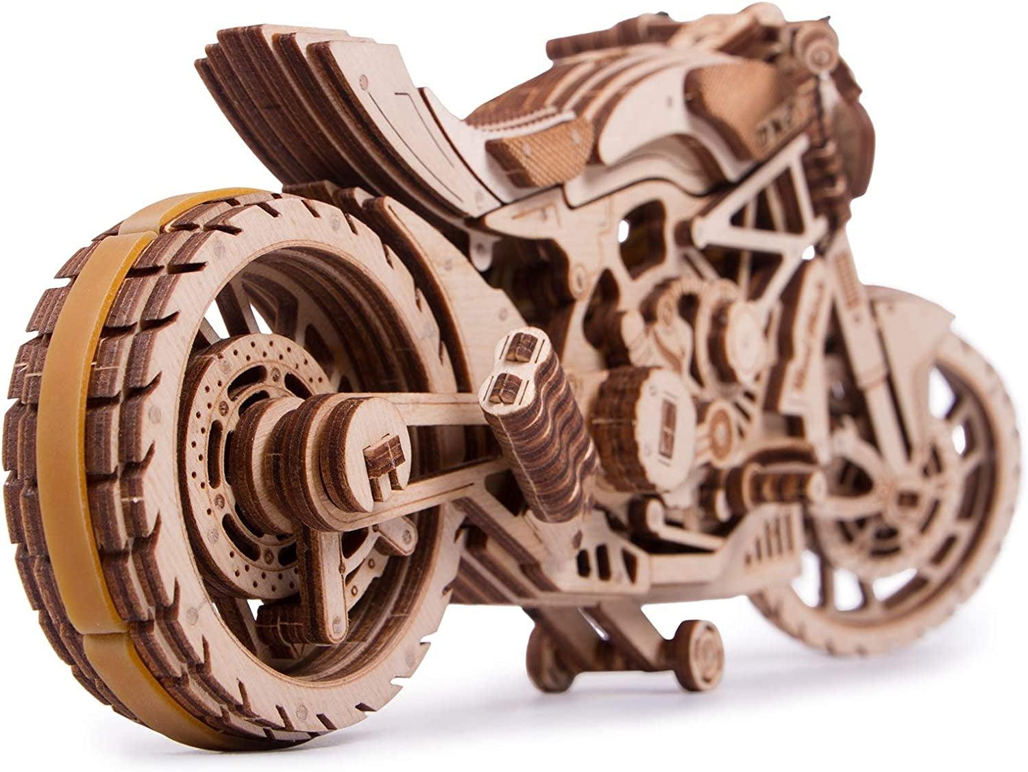 Wood Trick Eco-Friendly Rubber Band Motor Motorcycle Model Kit - 3D Wooden Puzzle (10x4 inches) WoodArtSupply