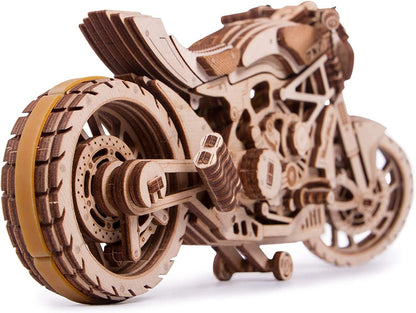 Wood Trick Motorcycle W/Rubber Band Motor Rides up to 16Ft Mechanical Model Kit 10X4″ 3D Wooden Puzzle - WoodArtSupply