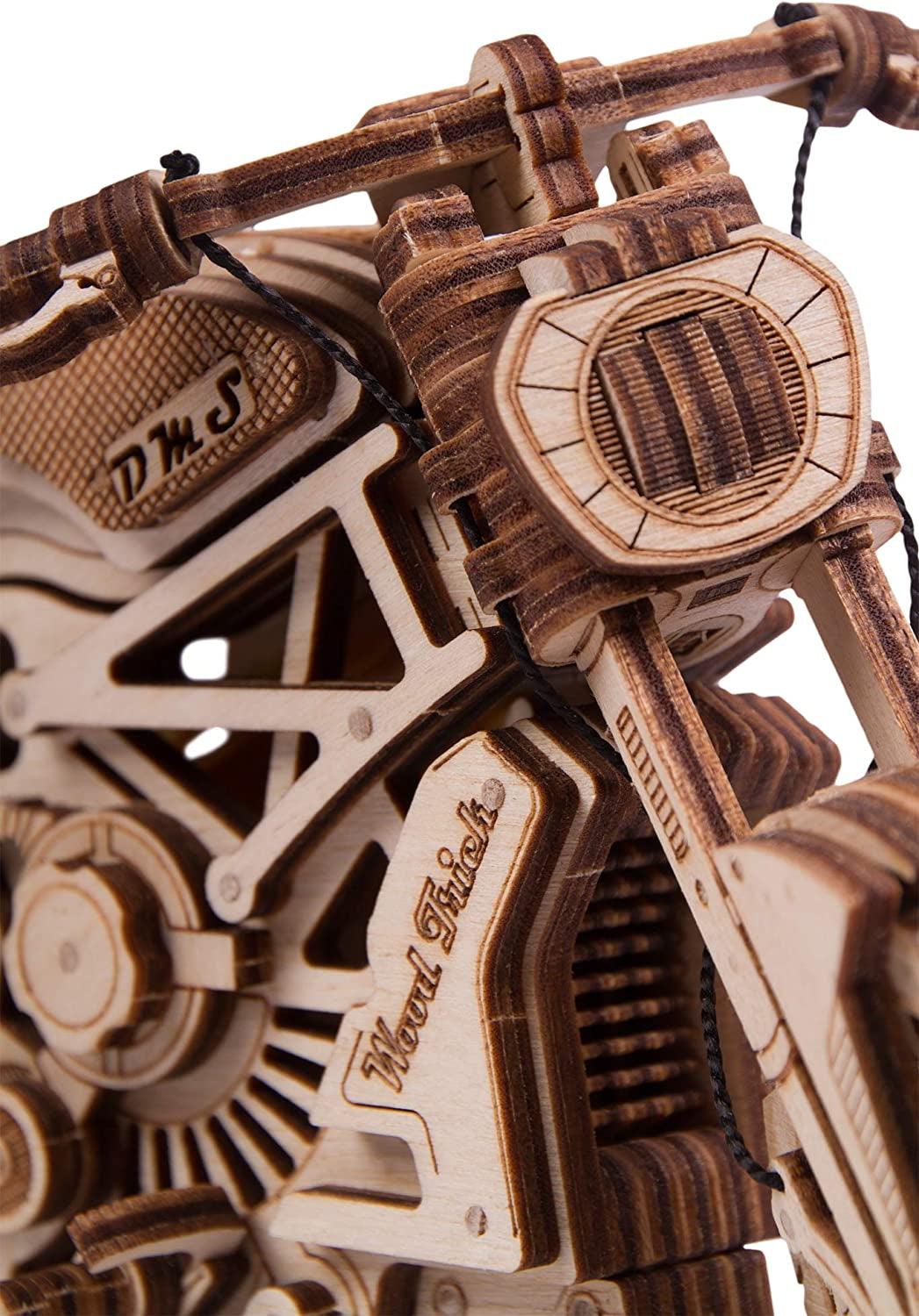 Wood Trick Eco-Friendly Rubber Band Motor Motorcycle Model Kit - 3D Wooden Puzzle (10x4 inches) WoodArtSupply