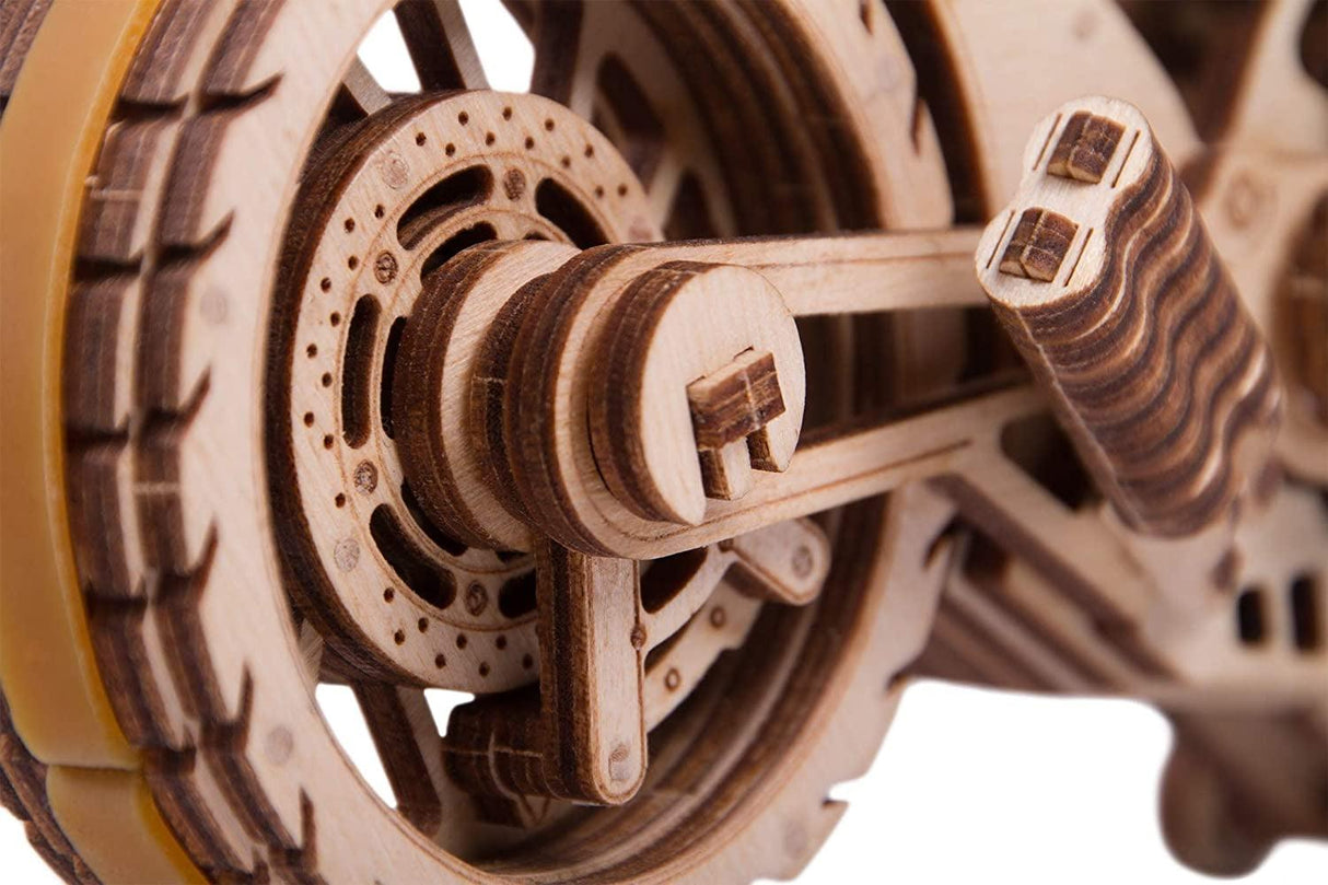 Wood Trick Eco-Friendly Rubber Band Motor Motorcycle Model Kit - 3D Wooden Puzzle (10x4 inches) WoodArtSupply