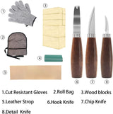 Wood Whittling Kit with Basswood Wood Blocks Carving Kit Set 3Pcs Wood Knife & 8Pcs Blocks & Gloves WoodArtSupply
