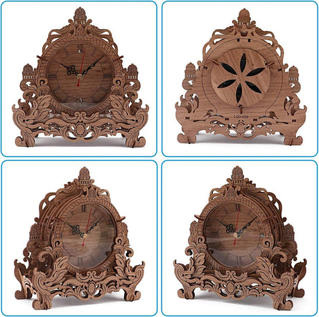 Dark Wooden 3D Puzzle Clock Model Kit for Adults - DIY Desk Clock & Craft Experience WoodArtSupply