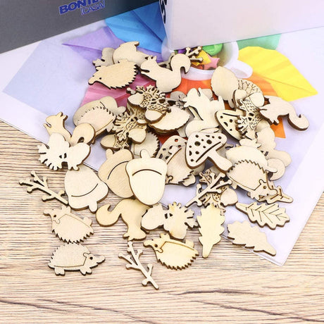 Wooden Animals and Plants Shaped Cutouts Wood Ornament for Crafts Projects, Home/Party Decorations WoodArtSupply