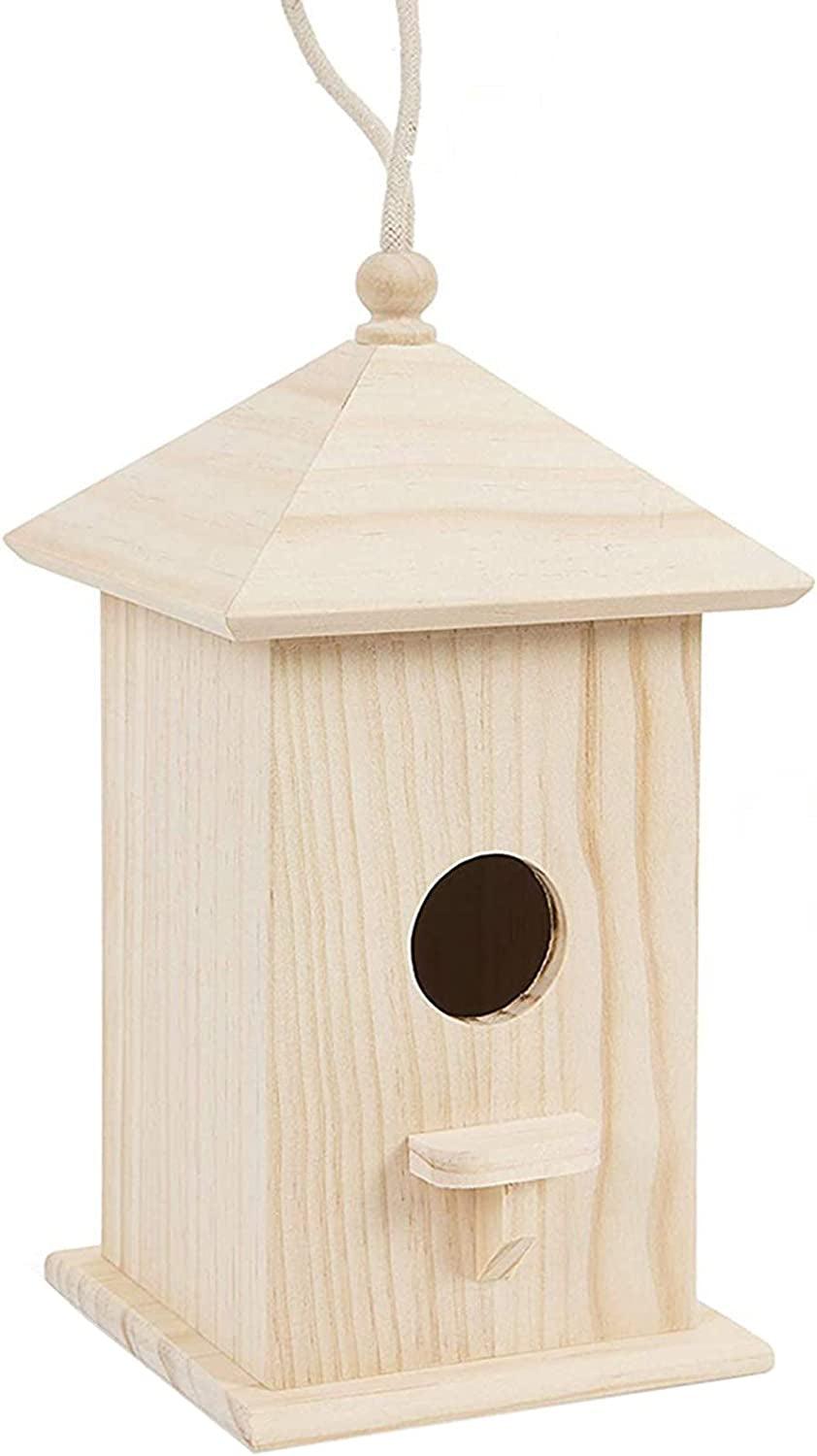 Wooden Birdhouse Creative Wooden Hanging Bird House for Small Bird DIY Birdcage Making or Decoration - WoodArtSupply