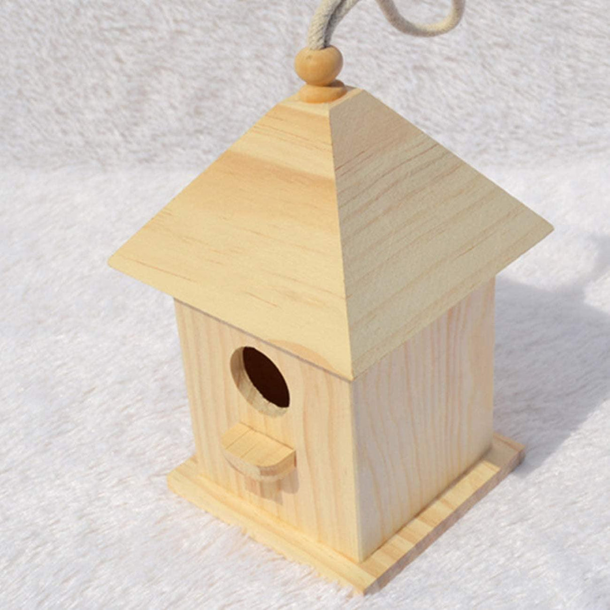 Wooden Birdhouse Creative Wooden Hanging Bird House for Small Bird DIY Birdcage Making or Decoration WoodArtSupply