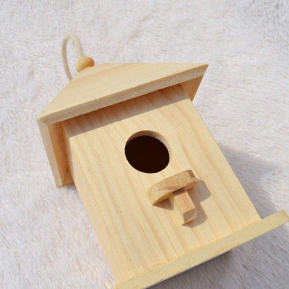 Wooden Birdhouse Creative Wooden Hanging Bird House for Small Bird DIY Birdcage Making or Decoration - WoodArtSupply