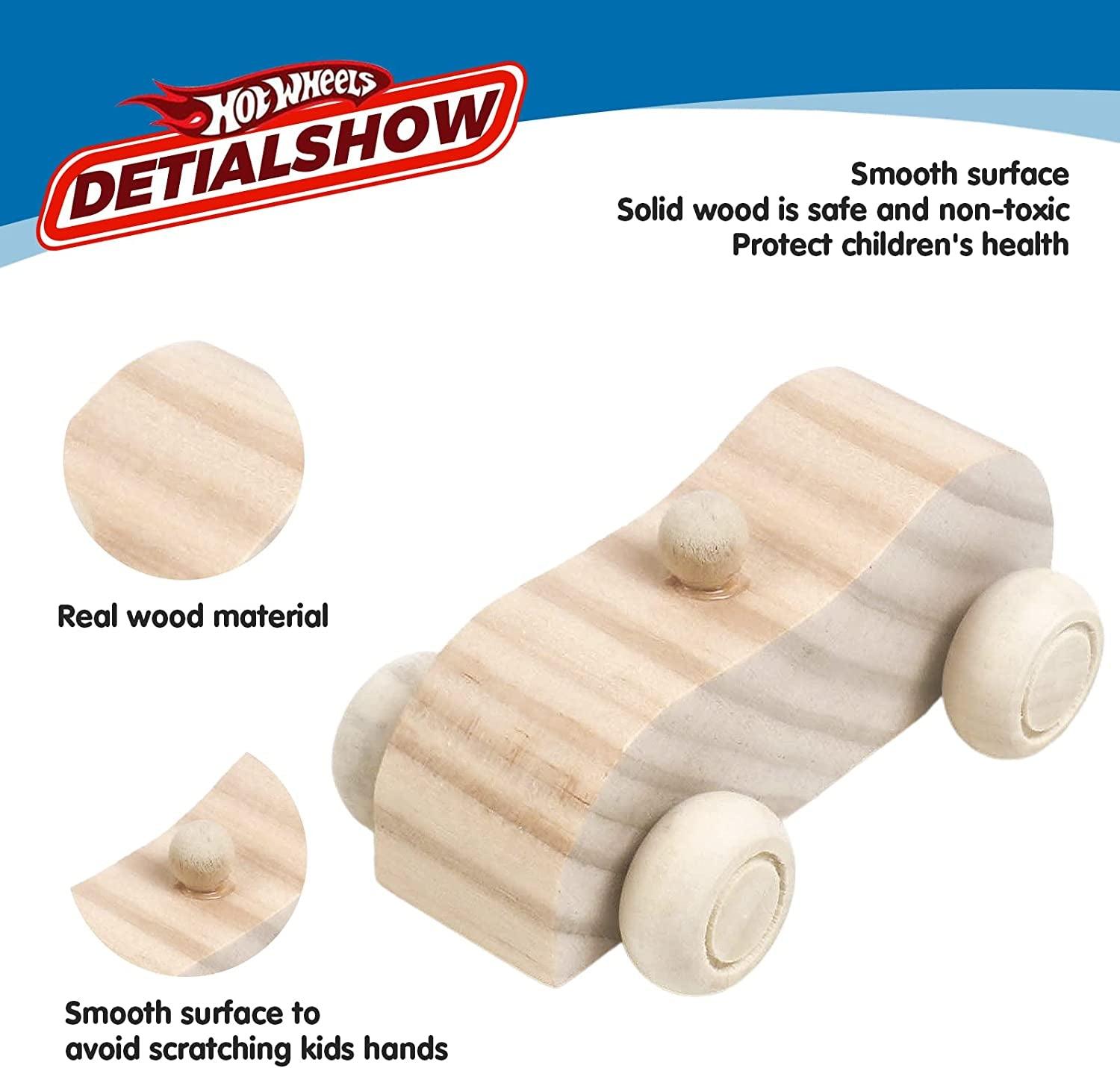 Wooden Cars Unfinished Wood Crafts DIY Craft Wood Kit for Student Family Activities Arts and Crafts Kit for Kids (12 PCS) WoodArtSupply