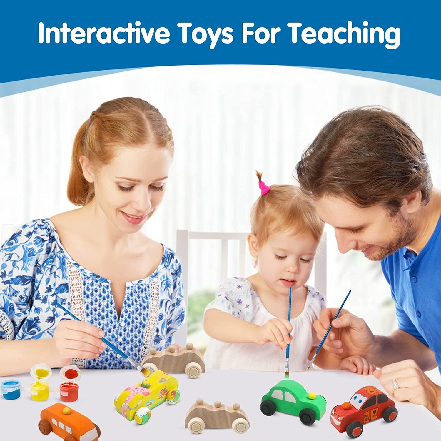 Wooden Cars Unfinished Wood Crafts DIY Craft Wood Kit for Student Family Activities Arts and Crafts Kit for Kids (12 PCS) WoodArtSupply