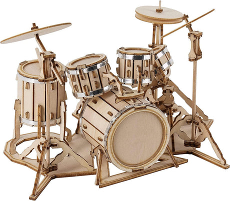 3D Wooden DIY Drum Kit Model for Kids - 246 Piece Puzzle WoodArtSupply