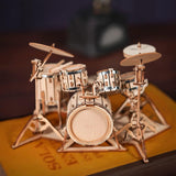 3D Wooden DIY Drum Kit Model for Kids - 246 Piece Puzzle WoodArtSupply