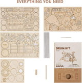 3D Wooden DIY Drum Kit Model for Kids - 246 Piece Puzzle WoodArtSupply