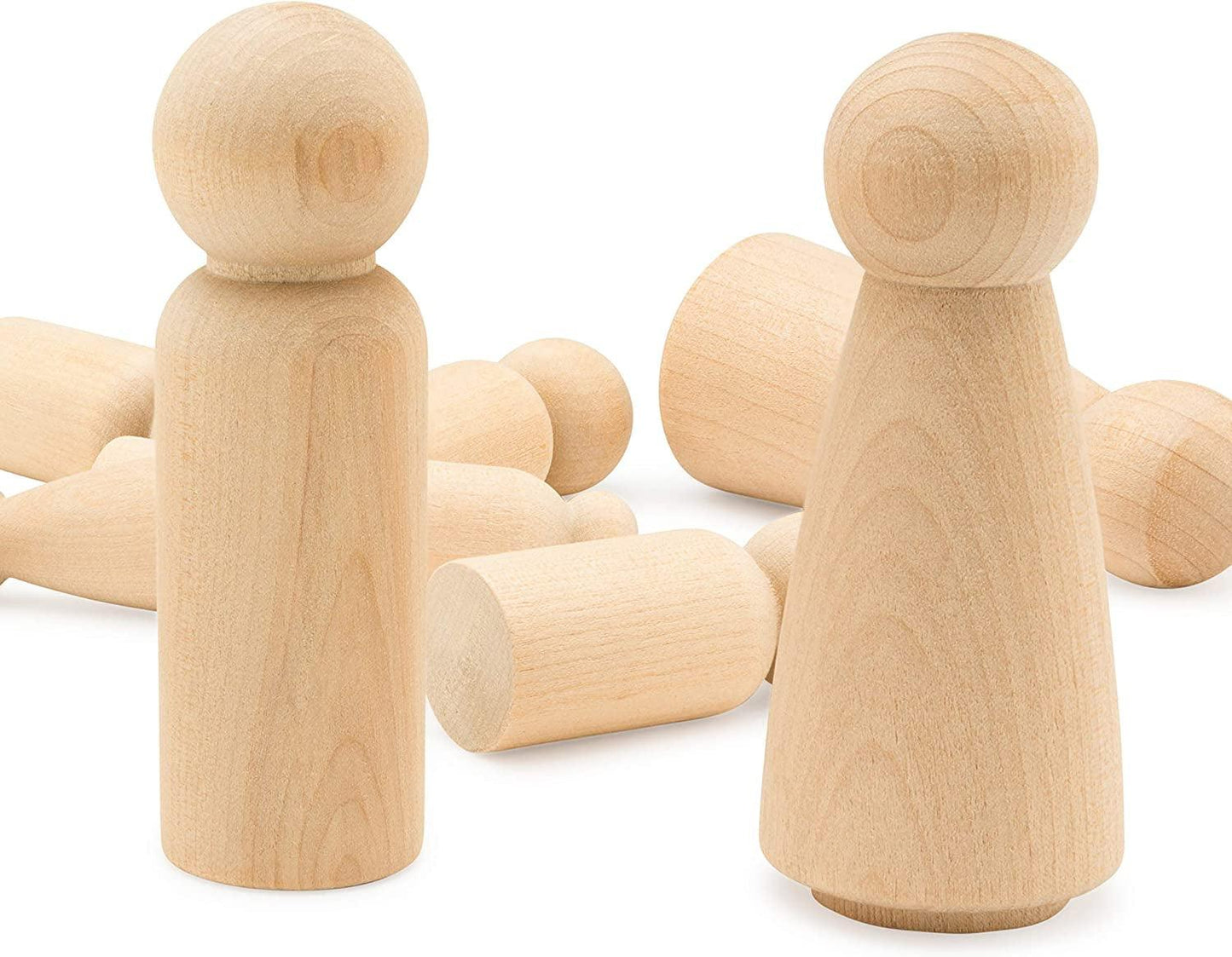 Wooden Peg Dolls 3-½”, 5 Mom & 5 Dad Set, Unfinished Birch Wooden Figures for People Crafts & Wedding Cake Toppers - WoodArtSupply
