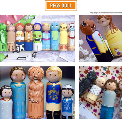 Wooden Peg Dolls Unfinished People – Pack of 40 with Storage Case in Assorted Sizes Natural Wood Shapes Figures - WoodArtSupply