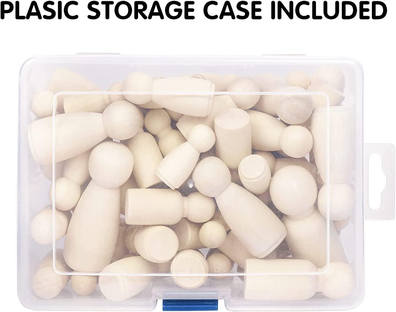 Wooden Peg Dolls with a Storage Case, 50Pcs Unfinished Wooden People for DIY and Painting, Nature and Plain Wooden Figures WoodArtSupply