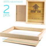 Wooden Picture Frames 8X10" Real Glass Set of 2 100% Eco Unfinished Wood Thick Borders Natural WoodArtSupply