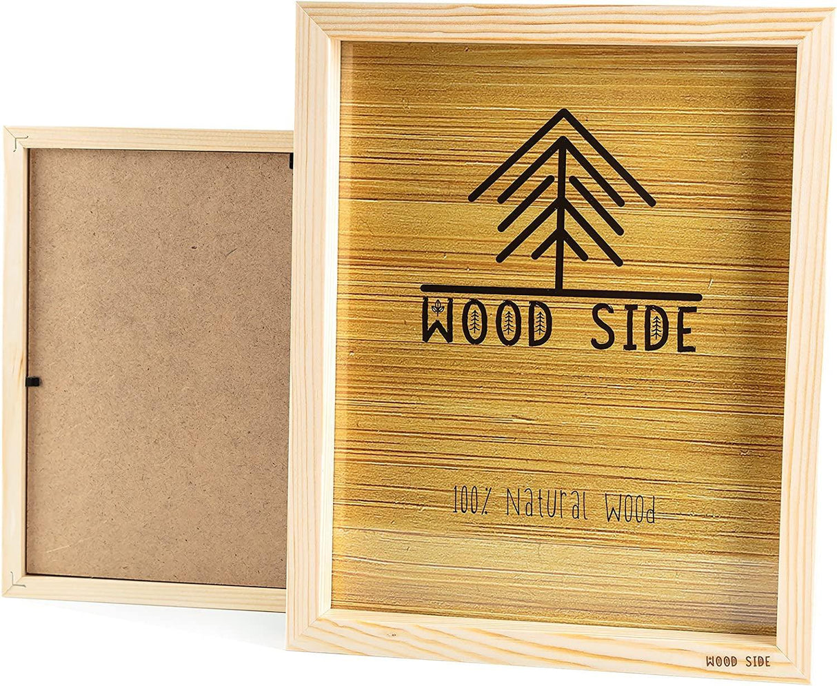 Wooden Picture Frames 8X10" Real Glass Set of 2 100% Eco Unfinished Wood Thick Borders Natural WoodArtSupply