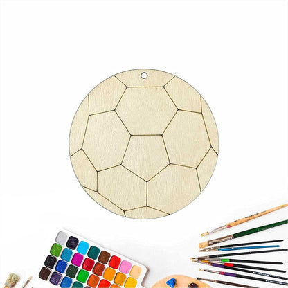 Wooden Soccer Cutouts Crafts Soccer Shaped Wood Hanging Ornaments Gift Tags with Twines for DIY Project Sport Themed Party Decoration (3.94X3.94 In, 20 Pcs) - WoodArtSupply