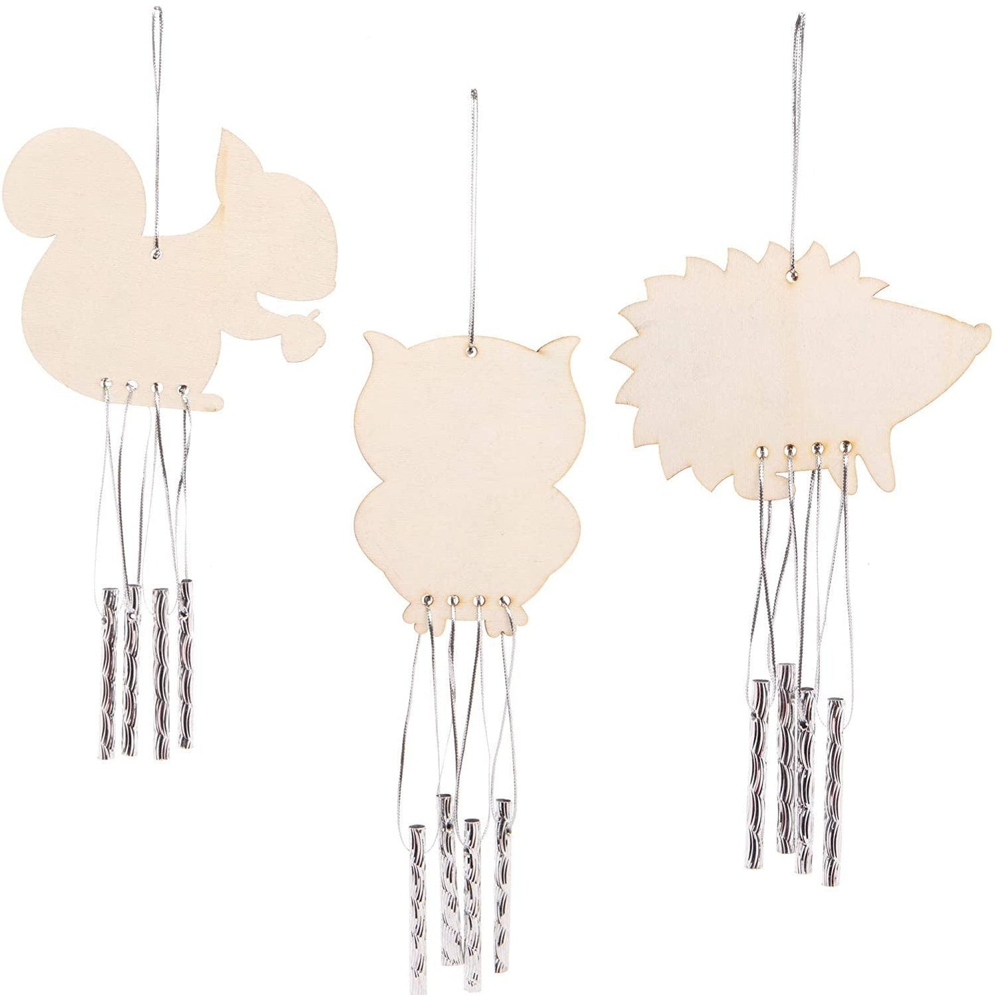 Woodland Critter Wooden Windchimes - Pack of 4, Musical Chime Kits for Kids Arts and Crafts Projects - WoodArtSupply
