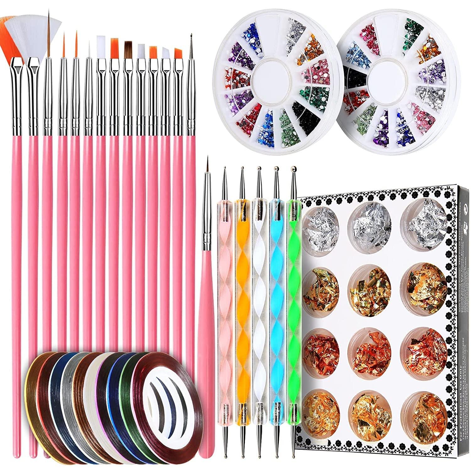 Nail Pen Designer, Stamp Nail Art Tool with 15Pcs Nail Painting Brushes, Nail Dotting Tool WoodArtSupply