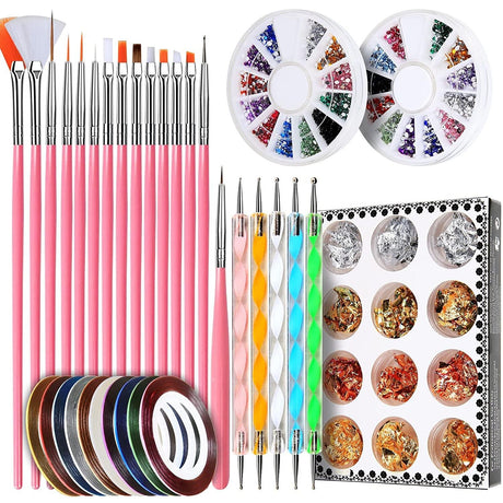 Nail Pen Designer, Stamp Nail Art Tool with 15Pcs Nail Painting Brushes, Nail Dotting Tool WoodArtSupply
