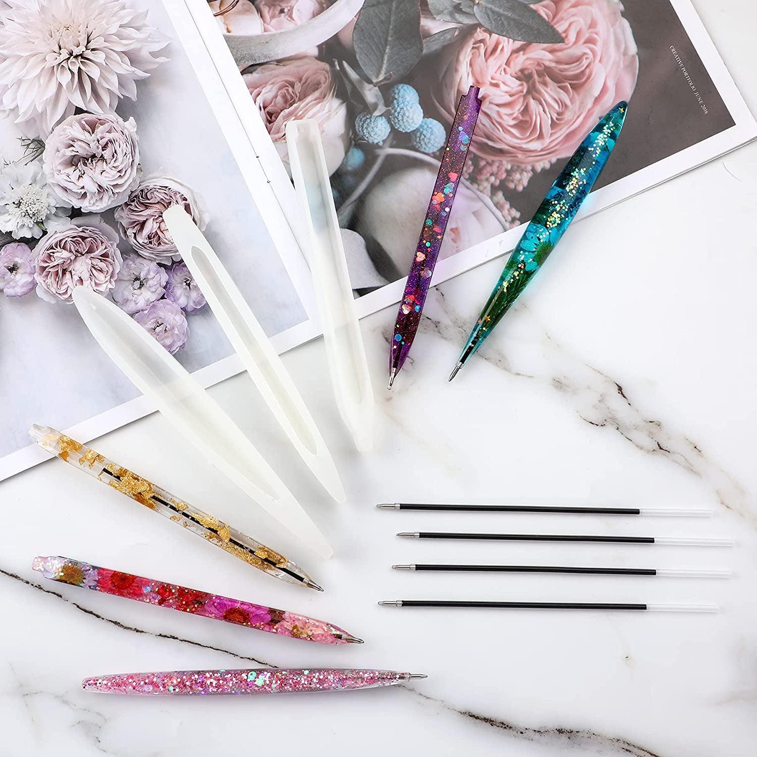 9 Pieces Pen Resin Mold, Epoxy Resin Molds with 75 Pieces Ink Pen Refills,Ballpoint Pen Silicone Molds Resin Casting Molds for DIY Resin Crafts WoodArtSupply