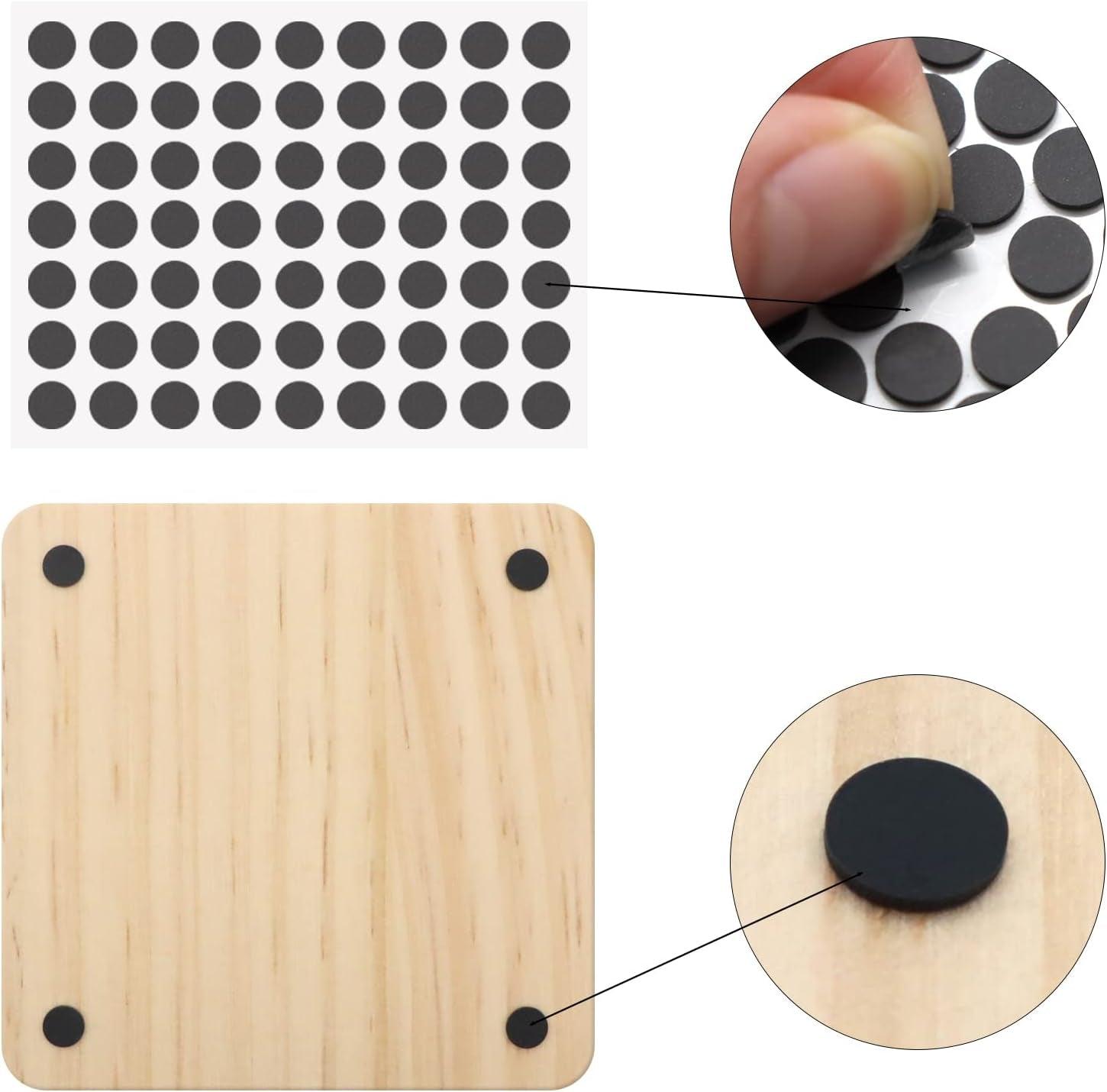4 Inch Unfinished Square Wood Coasters Square Blank Wood for DIY Crafts  Coasters with Non Slip Foam Dot (24 Pieces)