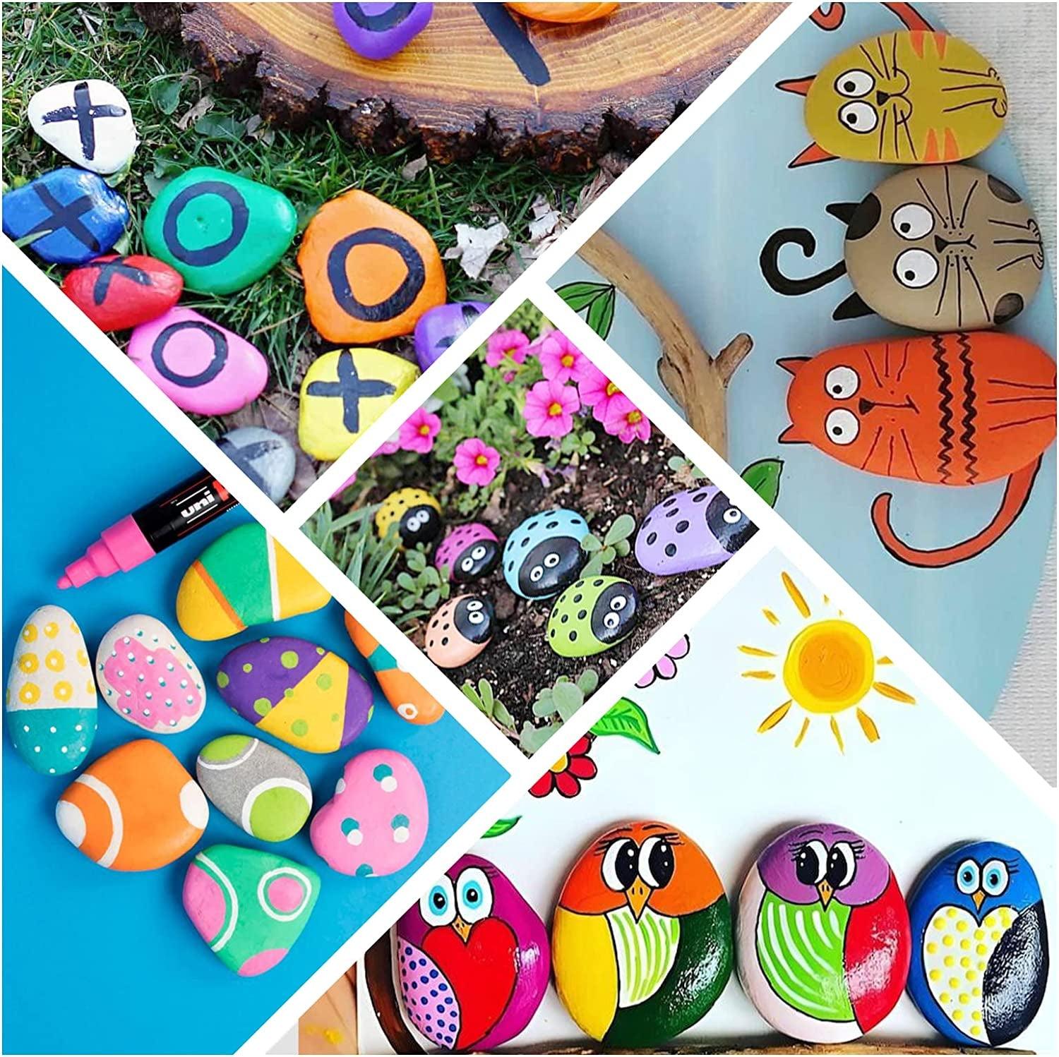 15 Pcs Rocks for Painting, River Rocks to Paint, 2"-3" Flat Painting Rocks, Smooth Rocks for Crafts WoodArtSupply