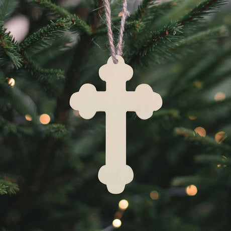 20Pcs Cross Wood DIY Crafts Cutouts Wooden Cross Shaped Hanging Ornaments with Hole Hemp Ropes Gift Tags for Easter Birthday Party Decorations WoodArtSupply