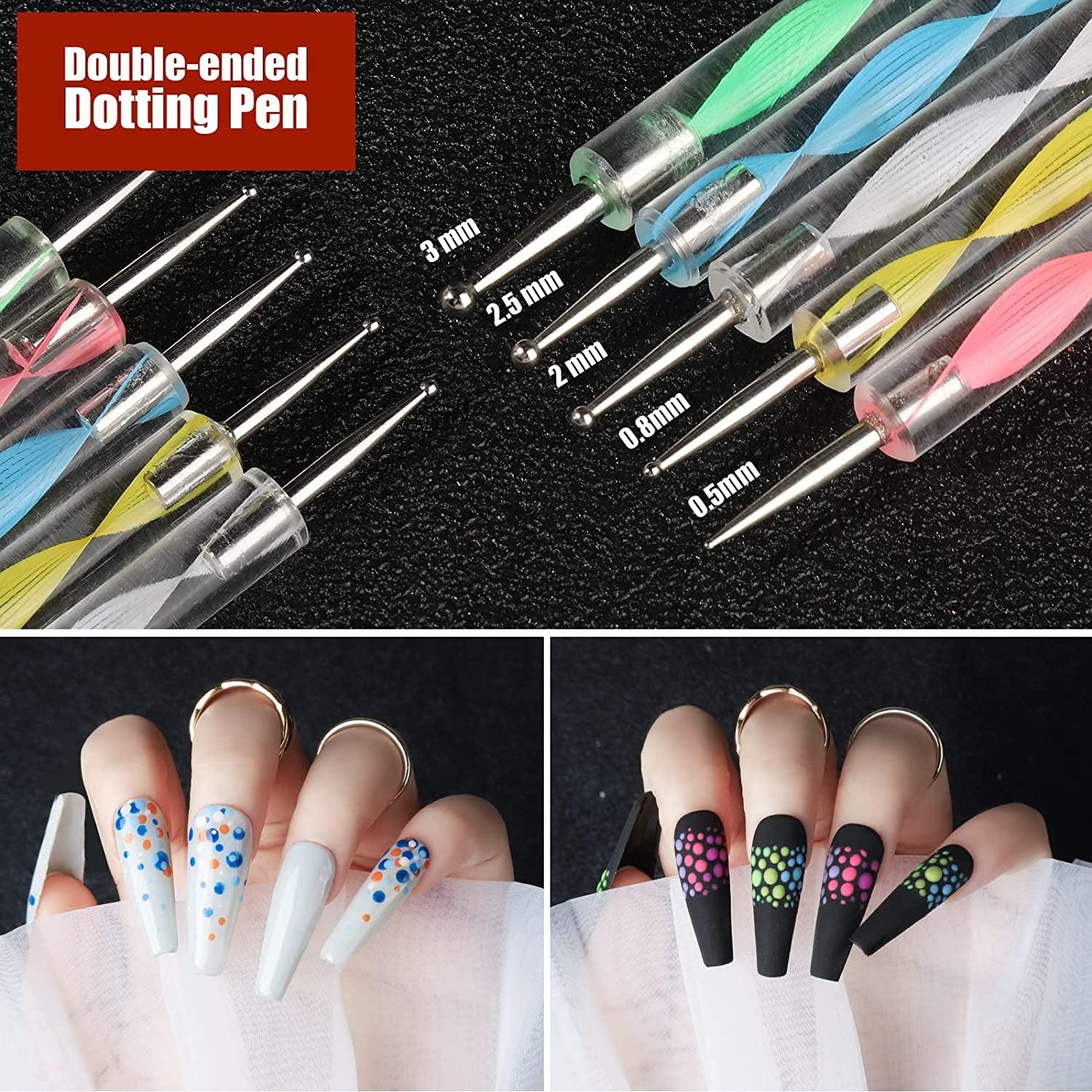 Glitter & Sticker, Nail Art Brushes for Beginners Nail Dotting Tool WoodArtSupply