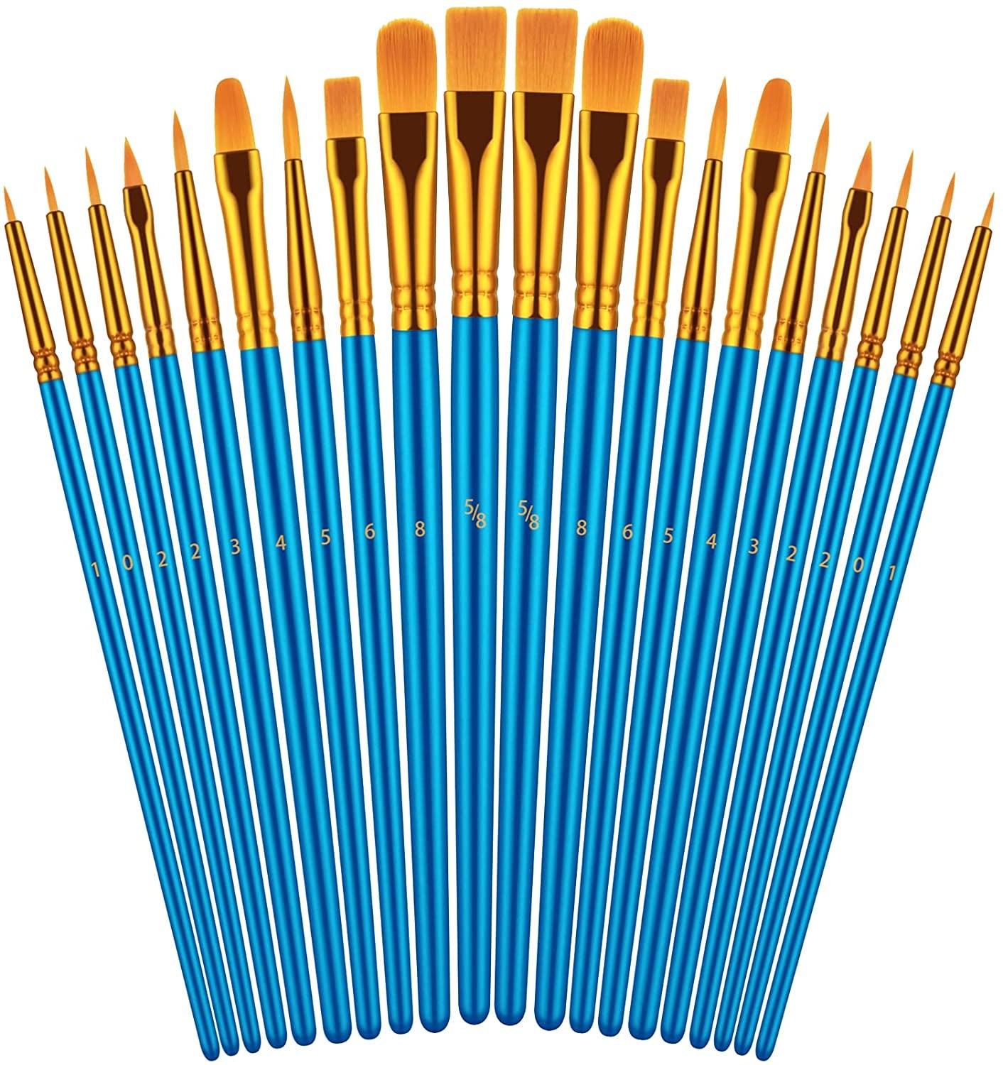 Paint Brushes Set, 20 Pcs Paint Brushes for Acrylic Painting, Oil Watercolor Acrylic Paint Brush - WoodArtSupply