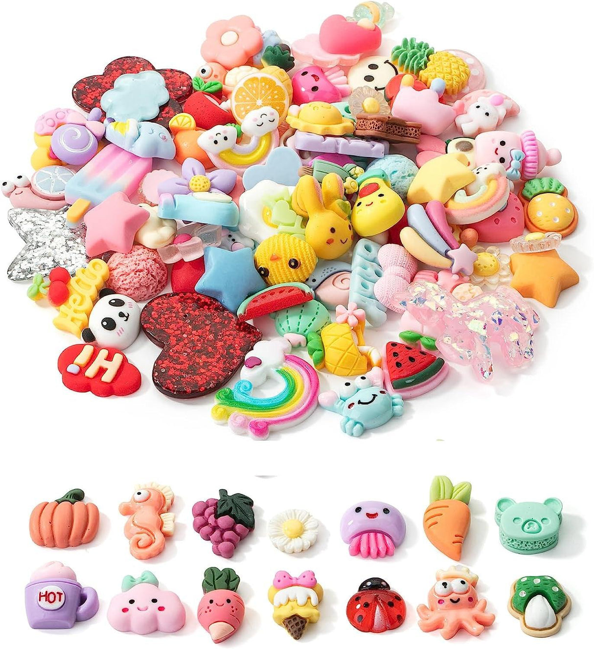 Slime Charms, 100 Pcs, Resin Charms, Charms for Slime, Cute Charms, Flatback Resin Charms, Fake Candy Charms, Flatback Charms, Resin Flatback Charms, WoodArtSupply